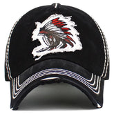 Native American Indian Warrior War Bonnet, Headdress Vintage Distressed Black Hat
